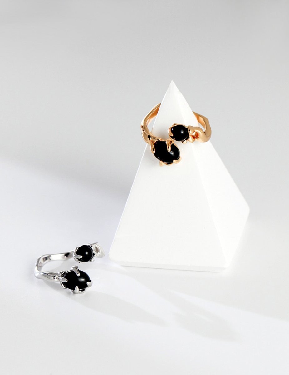 One of a Kind Black Gemsone Stone Sterling Silver Rings | Mix Mix Style [Hot Seller]-Mix MIx Style