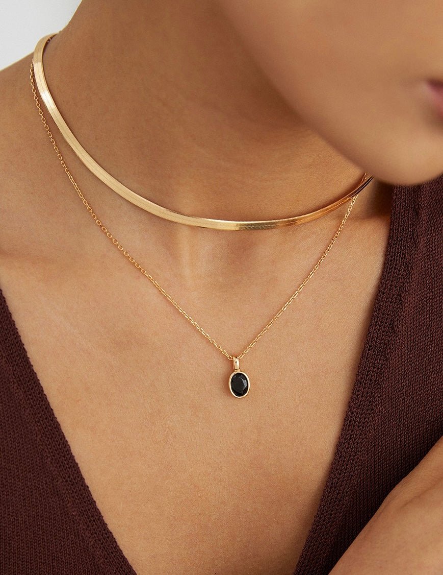 Simple Sterling Silver Chain with Black Moissanite Pendant Necklace | Mix Mix Style [Hot Seller]-Mix MIx Style