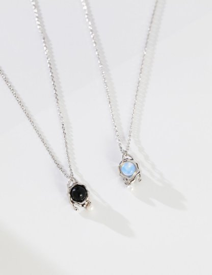 Natural Gemsone Sterling Silver Chain Necklace | Mix Mix Style [Hot Seller]-Mix MIx Style