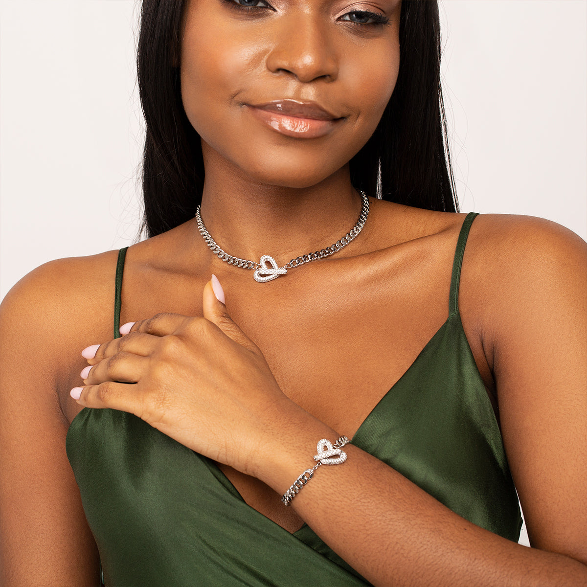 Dazzling Heart Toggle Clasp Jewelry Set-Mix MIx Style