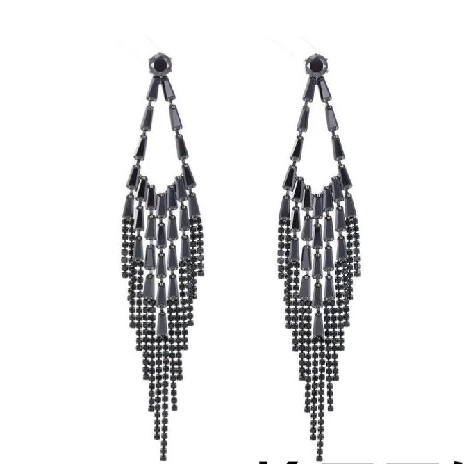 Super fairy temperament long rhombus face-modifying earrings trendy high-end zircon inlaid wedding dress matching earrings-Mix MIx Style