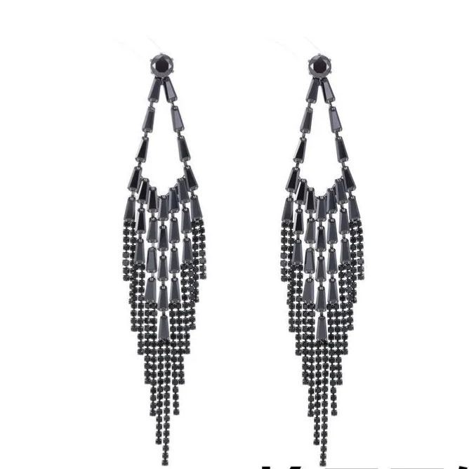 Super fairy temperament long rhombus face-modifying earrings trendy high-end zircon inlaid wedding dress matching earrings-Mix MIx Style