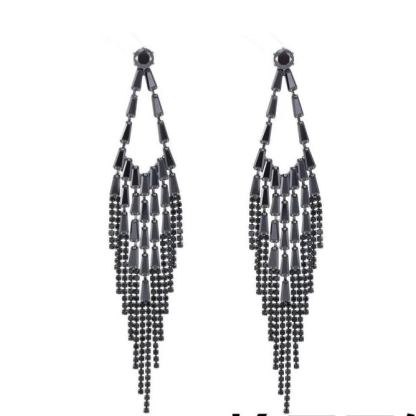 Super fairy temperament long rhombus face-modifying earrings trendy high-end zircon inlaid wedding dress matching earrings-Mix MIx Style