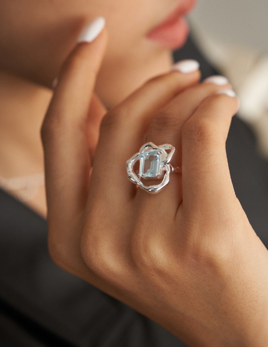 Sterling Silver and Natural Gemstone Ring | Mix Mix Style [Hot Seller]-Mix MIx Style