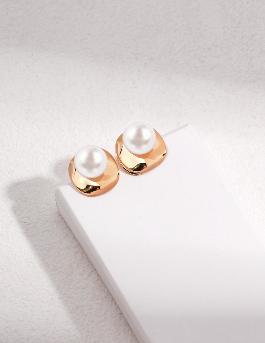 Sterling Silver and Akoya Pearl Stud Earrings | Mix Mix Style [Hot Seller]-Mix MIx Style