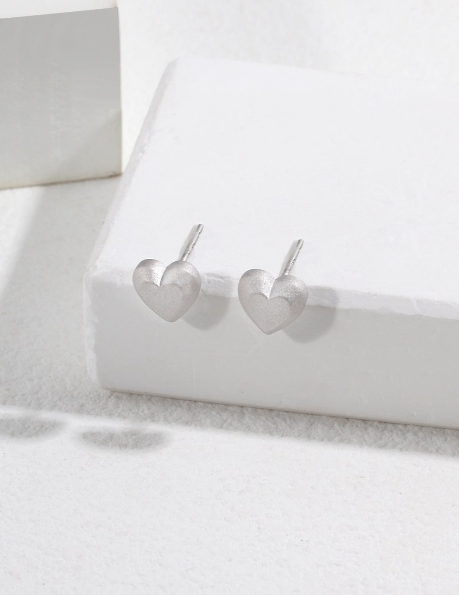 Love Heart Stud Sterling Silver Earrings | Mix Mix Style [Hot Seller]-Mix MIx Style