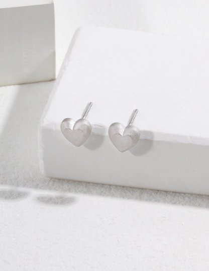 Love Heart Stud Sterling Silver Earrings | Mix Mix Style [Hot Seller]-Mix MIx Style
