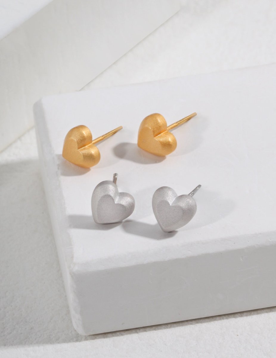 Love Heart Stud Sterling Silver Earrings | Mix Mix Style [Hot Seller]-Mix MIx Style