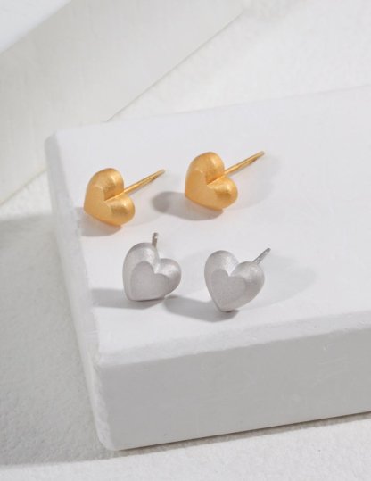 Love Heart Stud Sterling Silver Earrings | Mix Mix Style [Hot Seller]-Mix MIx Style