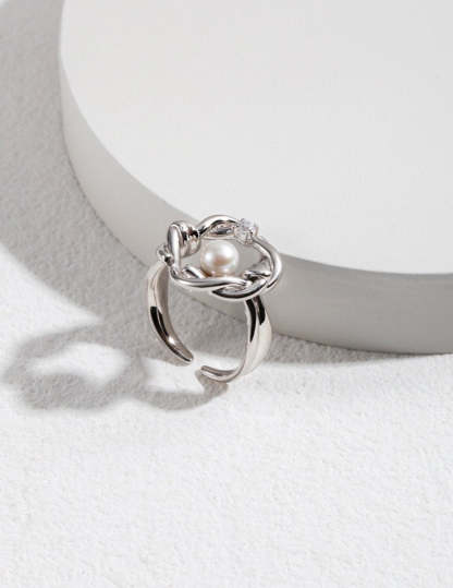 Pearl and Gemstone Twisted Open Adjustable Ring | Mix Mix Style [Hot Seller]-Mix MIx Style