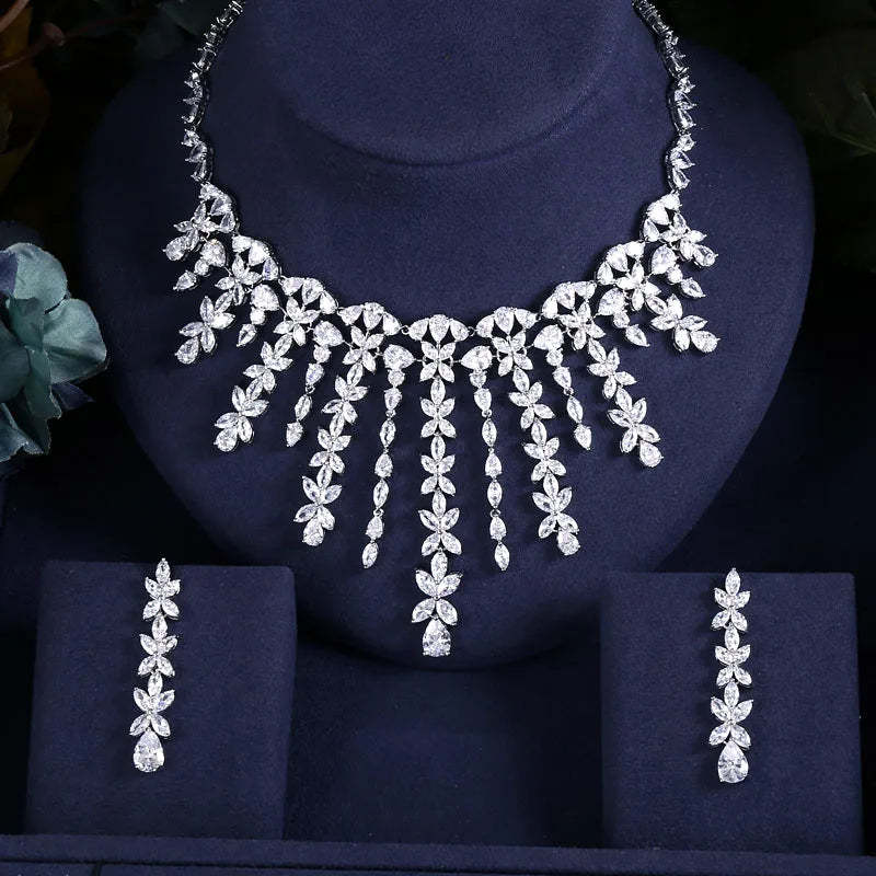 jankelly luxury 2pcs Bridal Zirconia Jewelry Sets For Women Party, Luxury Dubai Nigeria CZ Crystal Wedding Jewelry Sets-Mix MIx Style