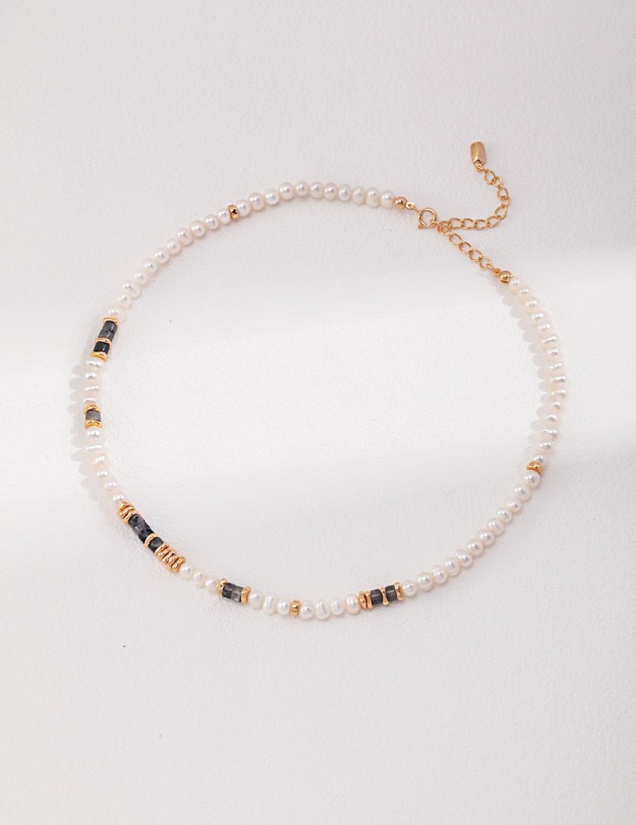 Akoya Pearl and Black Gemstone Necklace | Mix Mix Style [Hot Seller]-Mix MIx Style
