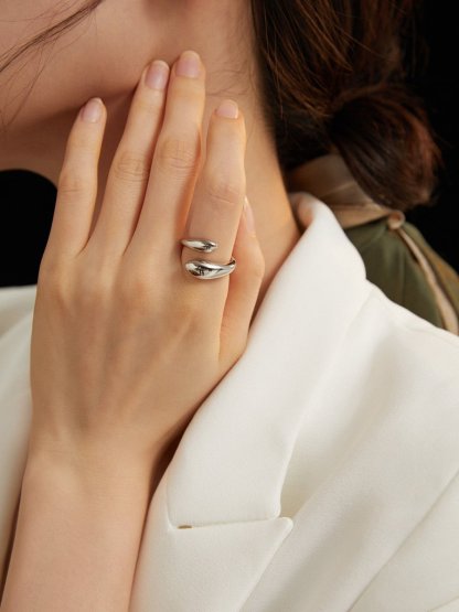 Unique Sterling Silver Snake Open Adjustable Ring | Mix Mix Style [Hot Seller]-Mix MIx Style