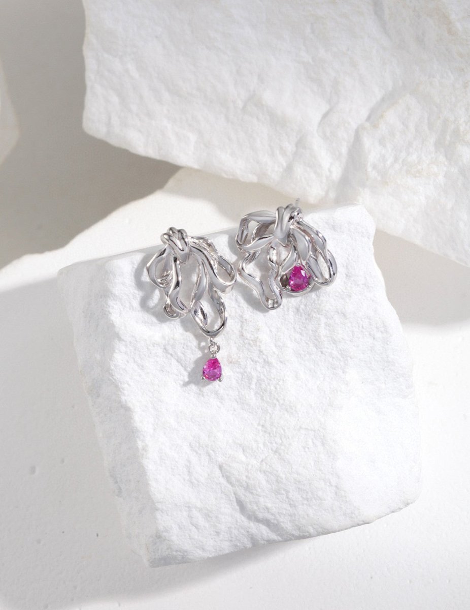 Irregular Bow knot Sterling Silver Earrings | Mix Mix Style [Hot Seller]-Mix MIx Style