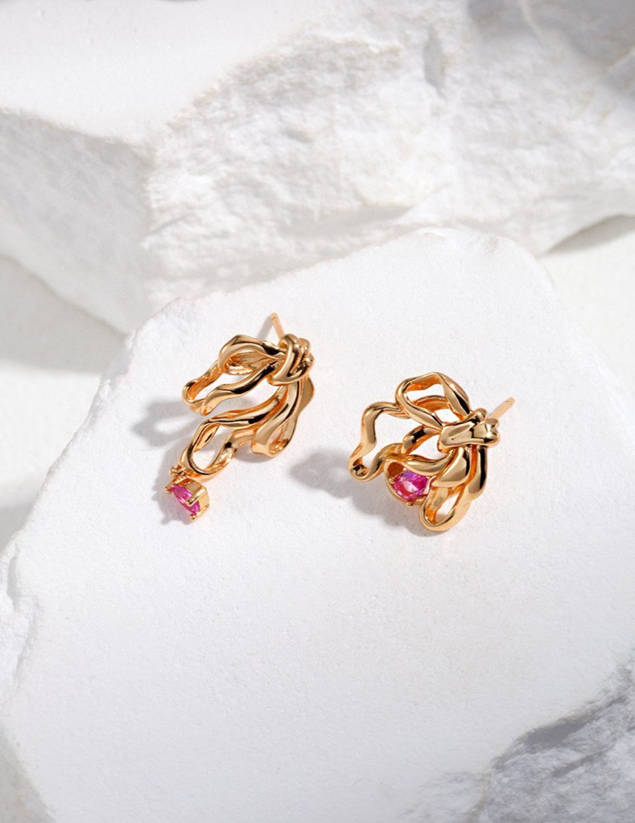 Irregular Bow knot Sterling Silver Earrings | Mix Mix Style [Hot Seller]-Mix MIx Style