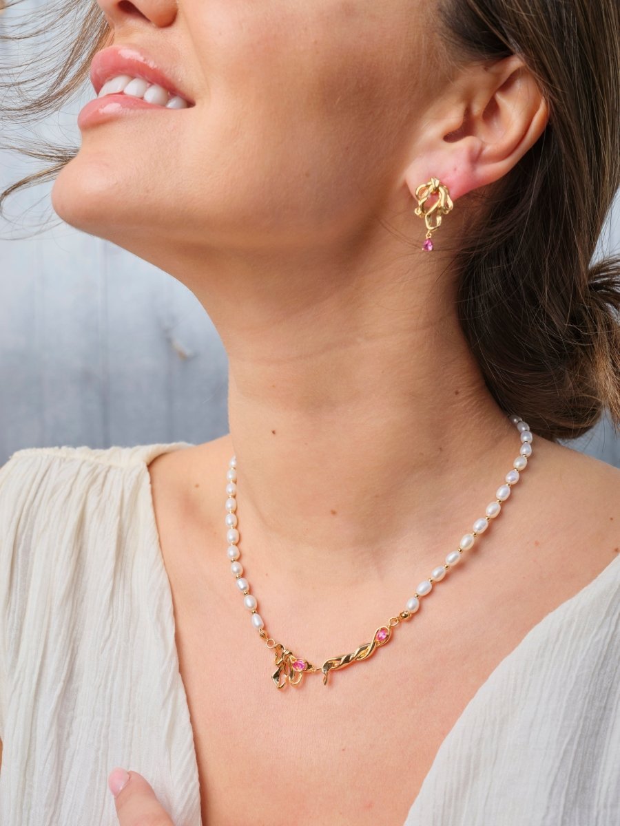 Sterling Silver Bow Knot with Akoya Pearl Necklace | Mix Mix Style [Hot Seller]-Mix MIx Style