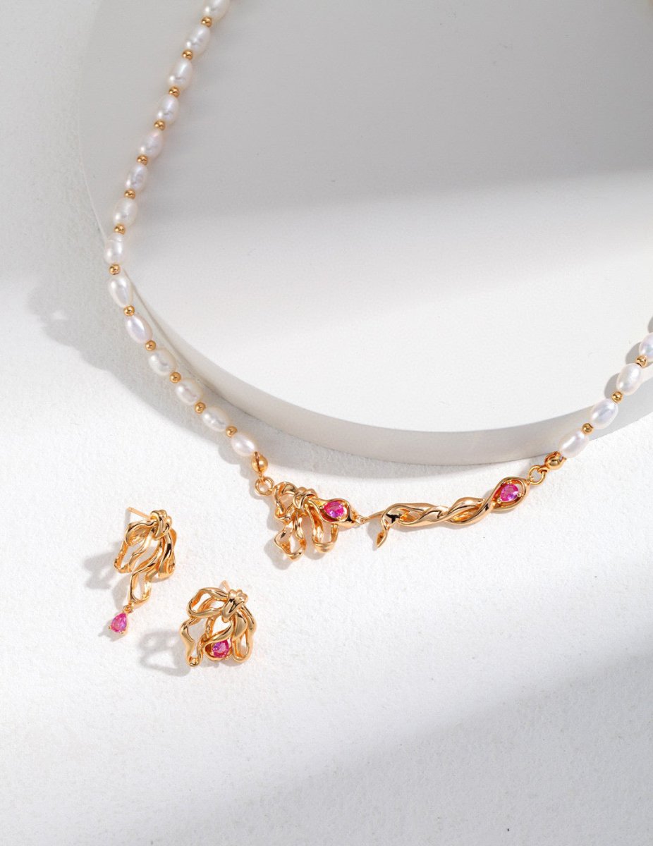 Sterling Silver Bow Knot with Akoya Pearl Necklace | Mix Mix Style [Hot Seller]-Mix MIx Style