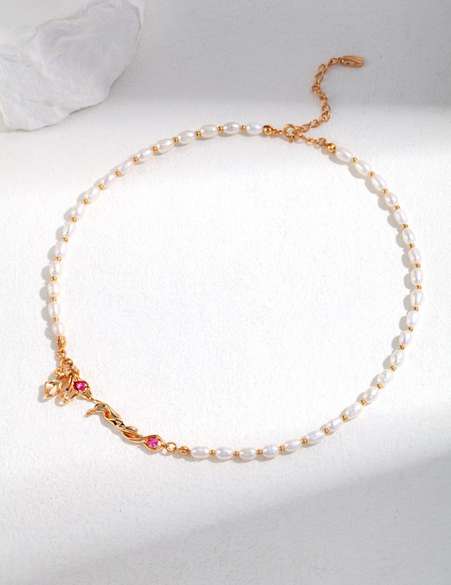 Sterling Silver Bow Knot with Akoya Pearl Necklace | Mix Mix Style [Hot Seller]-Mix MIx Style