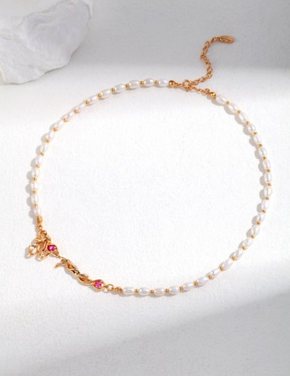 Sterling Silver Bow Knot with Akoya Pearl Necklace | Mix Mix Style [Hot Seller]-Mix MIx Style