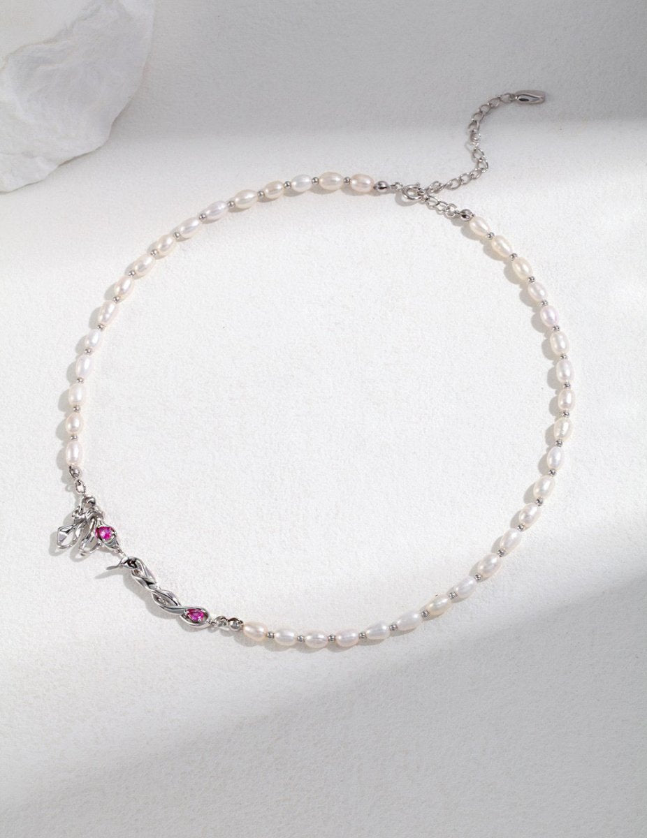 Sterling Silver Bow Knot with Akoya Pearl Necklace | Mix Mix Style [Hot Seller]-Mix MIx Style