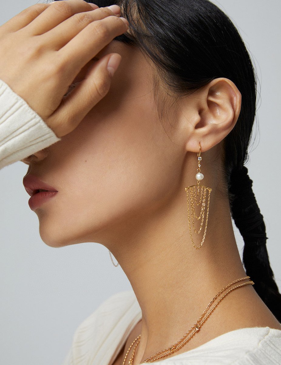 Akoya Pearl Pendant Sterling Silver Chains Drop Earrings | Mix Mix Style [Hot Seller]-Mix MIx Style