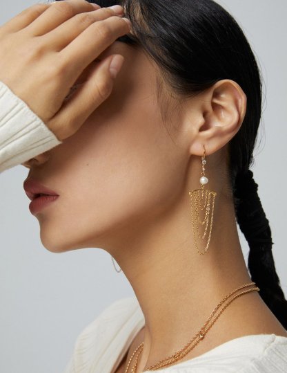 Akoya Pearl Pendant Sterling Silver Chains Drop Earrings | Mix Mix Style [Hot Seller]-Mix MIx Style
