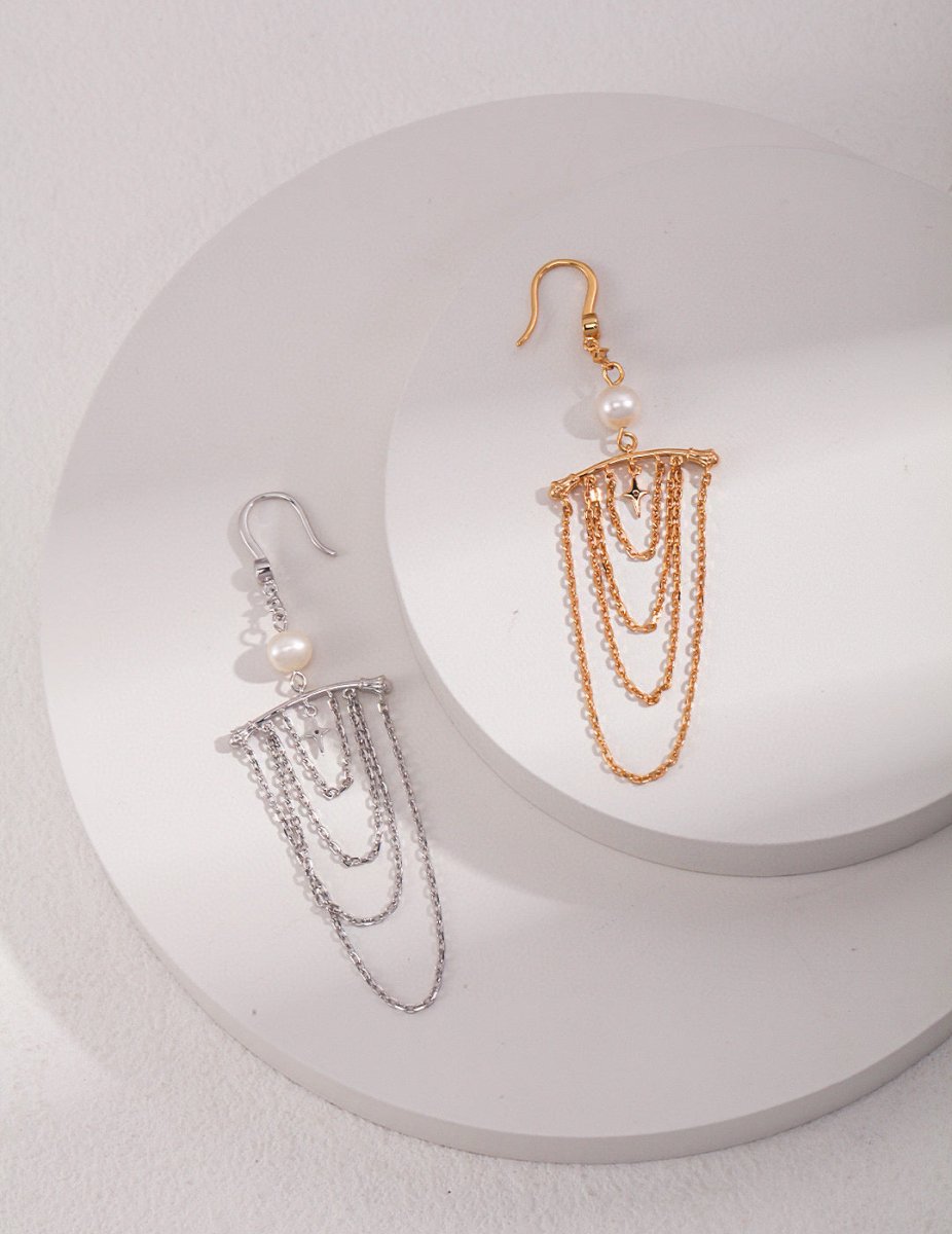Akoya Pearl Pendant Sterling Silver Chains Drop Earrings | Mix Mix Style [Hot Seller]-Mix MIx Style