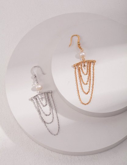 Akoya Pearl Pendant Sterling Silver Chains Drop Earrings | Mix Mix Style [Hot Seller]-Mix MIx Style