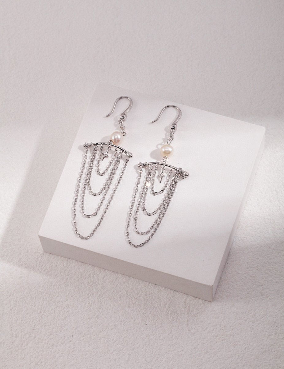 Akoya Pearl Pendant Sterling Silver Chains Drop Earrings | Mix Mix Style [Hot Seller]-Mix MIx Style