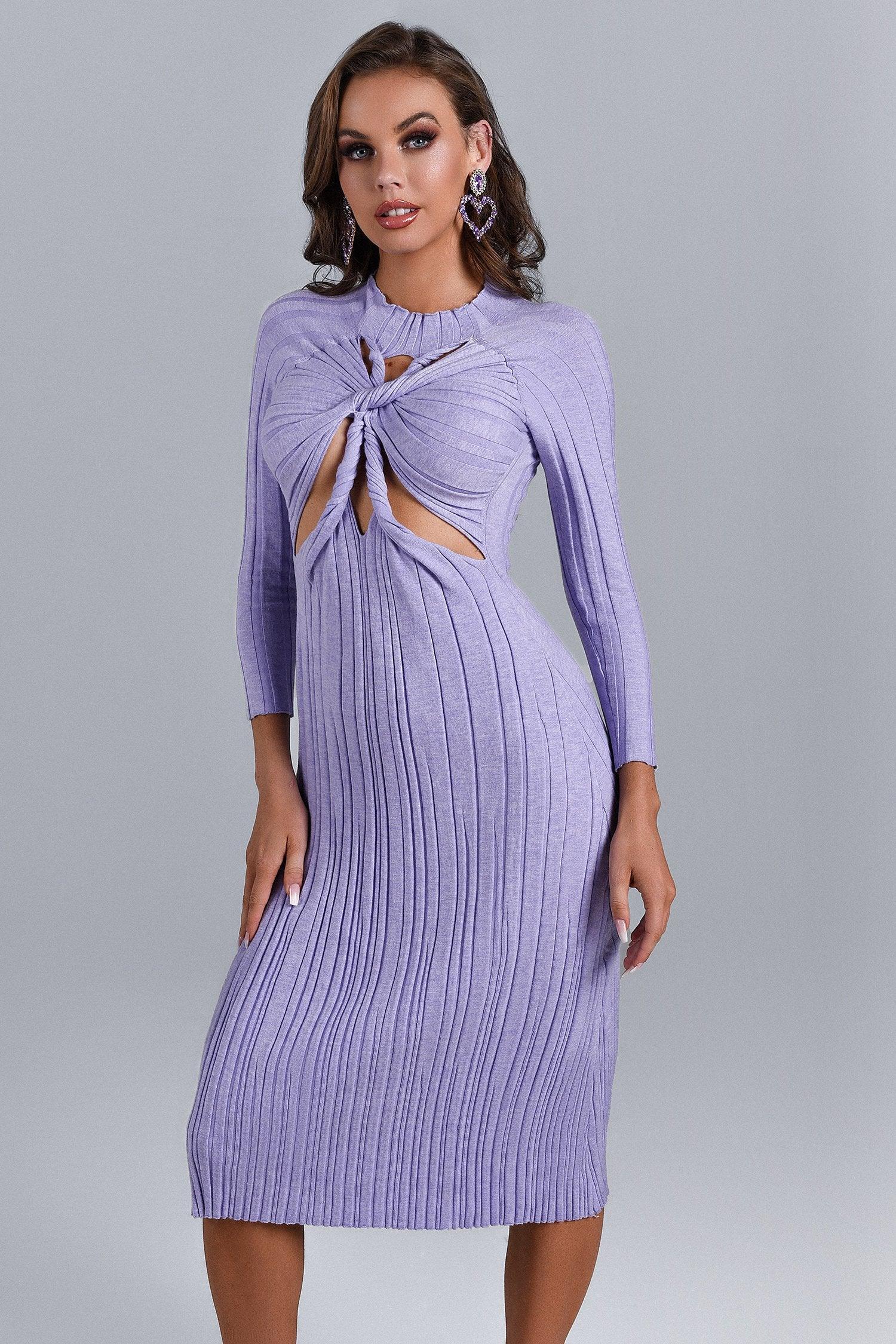 Suki Long Sleeve Cutout Knit Dress | Mix Mix Style [Hot Seller]-Mix MIx Style