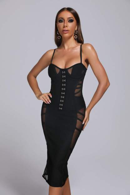 Black Mesh Mini Bandage Dress | Mix Mix Style [Hot Seller]-Mix MIx Style