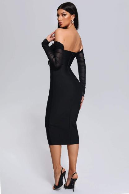 Filasy Off Shoulder Midi Bandage Dress | Mix Mix Style [Hot Seller]-Mix MIx Style