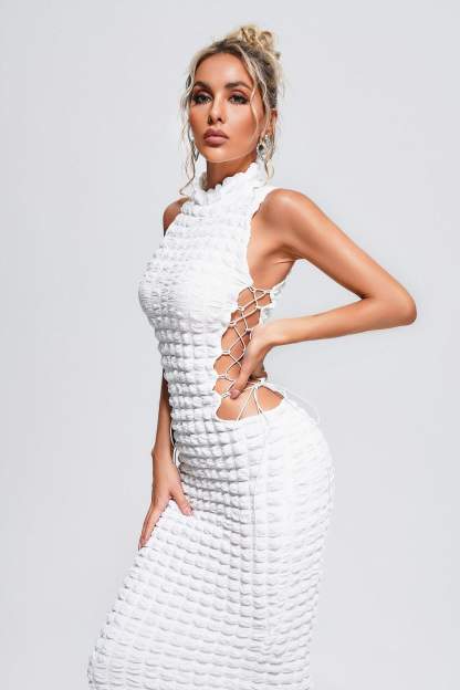 Elegant Lace Up Midi Dress-Mix MIx Style