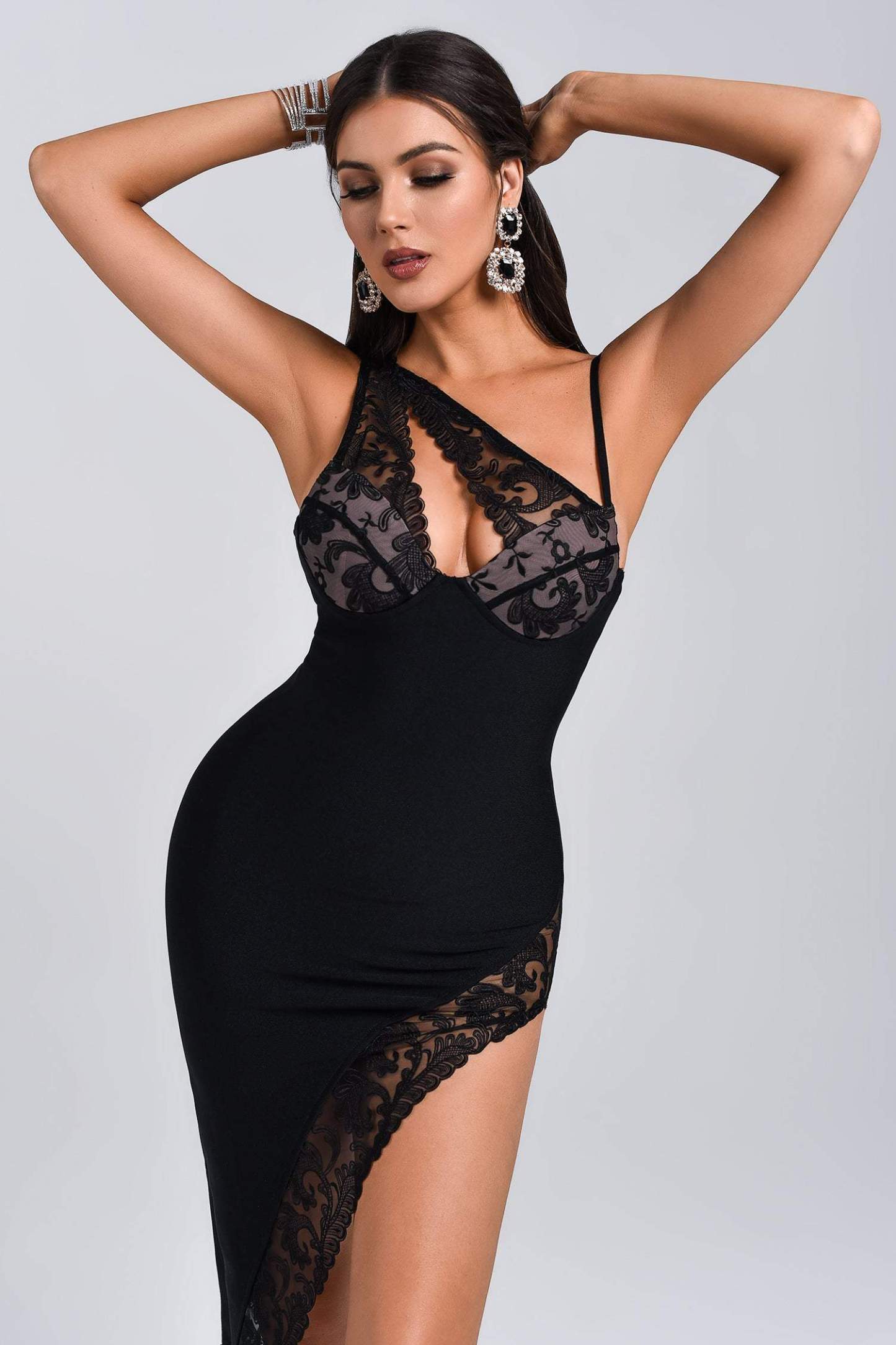 Lace Midi Bandage Dress in Black | Mix Mix Style [Hot Seller]-Mix MIx Style