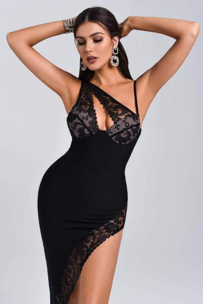 Lace Midi Bandage Dress in Black | Mix Mix Style [Hot Seller]-Mix MIx Style