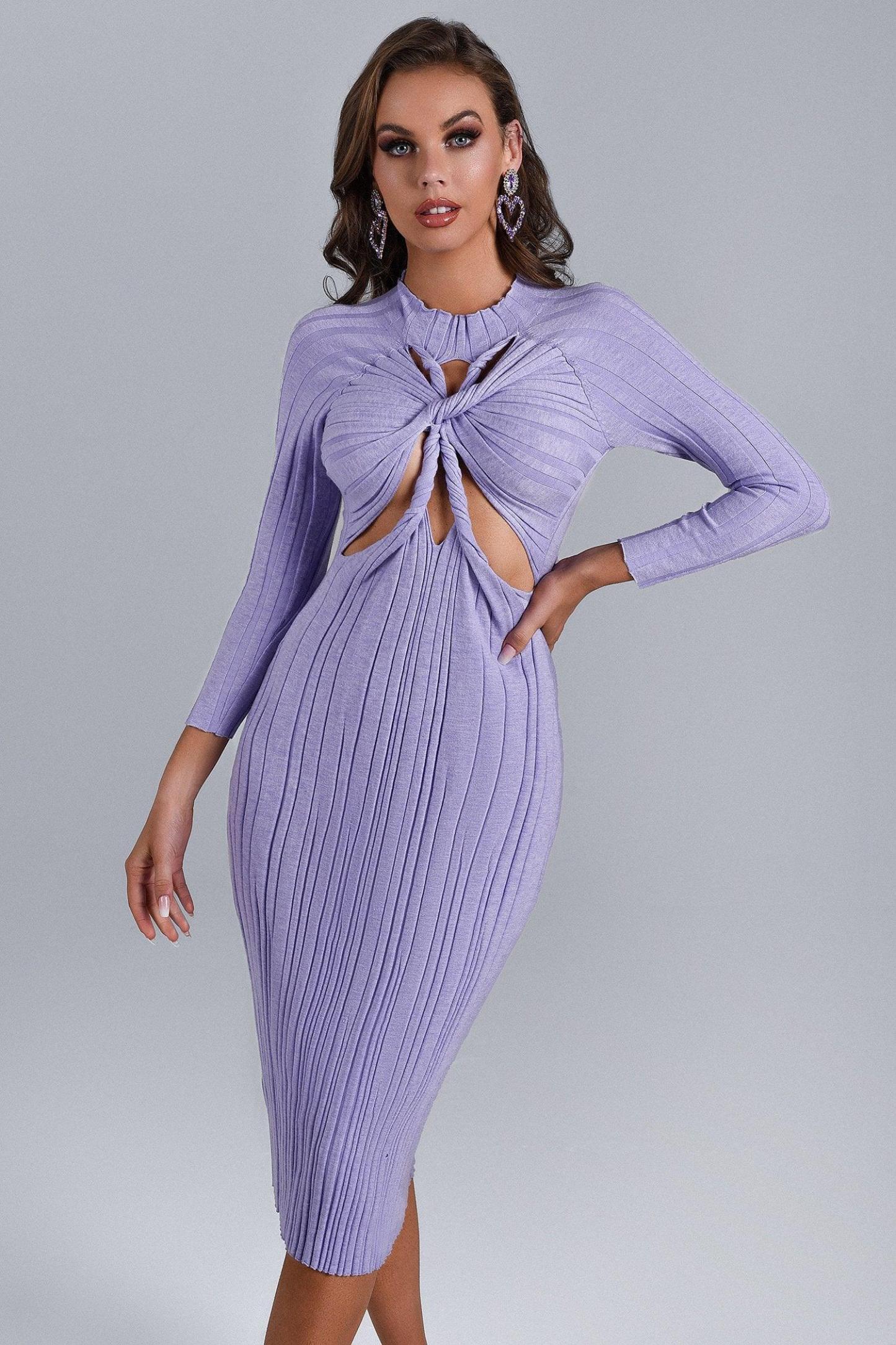 Suki Long Sleeve Cutout Knit Dress | Mix Mix Style [Hot Seller]-Mix MIx Style