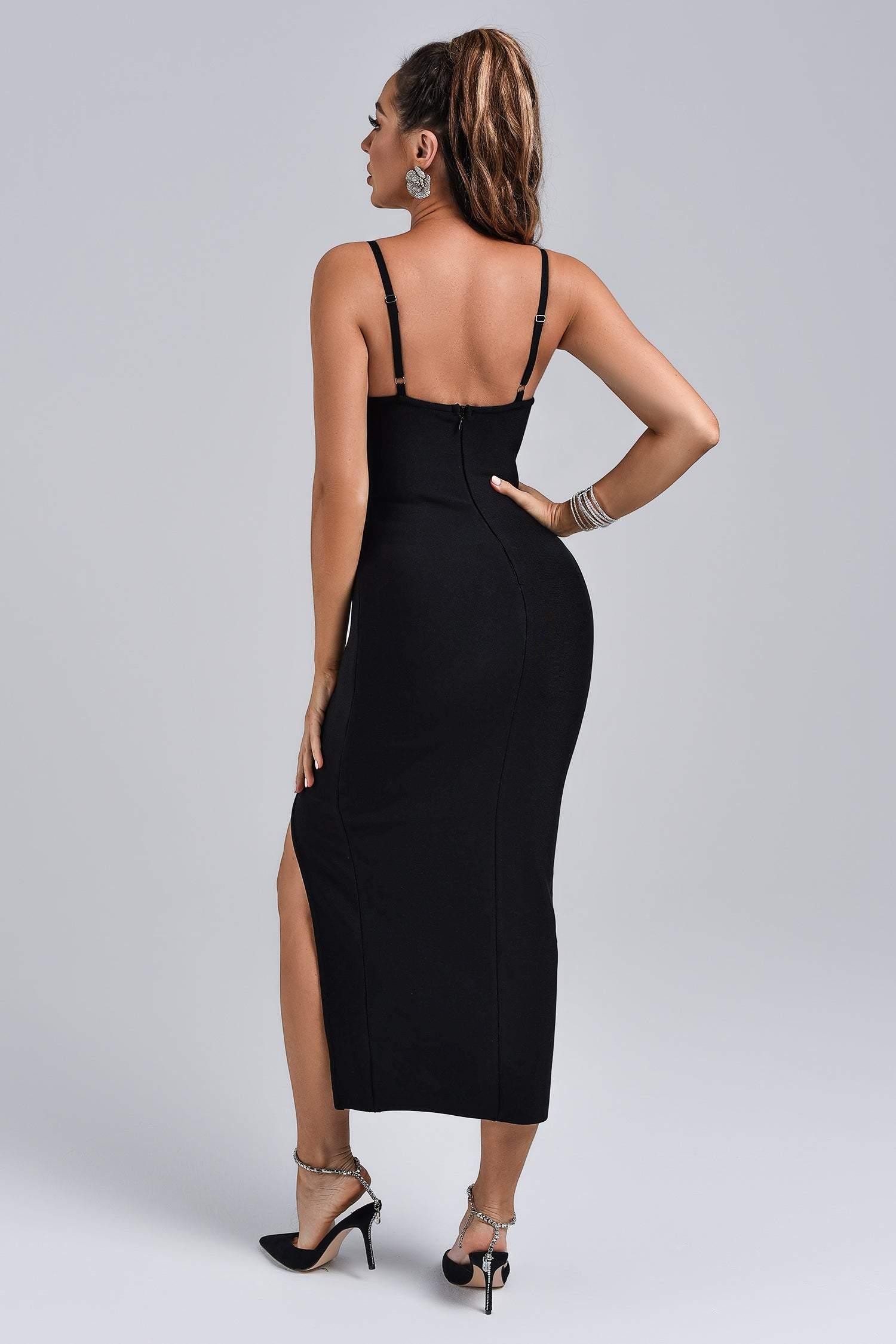 Black Diamonate Midi Bandage Dress | Mix Mix Style [Hot Seller]-Mix MIx Style