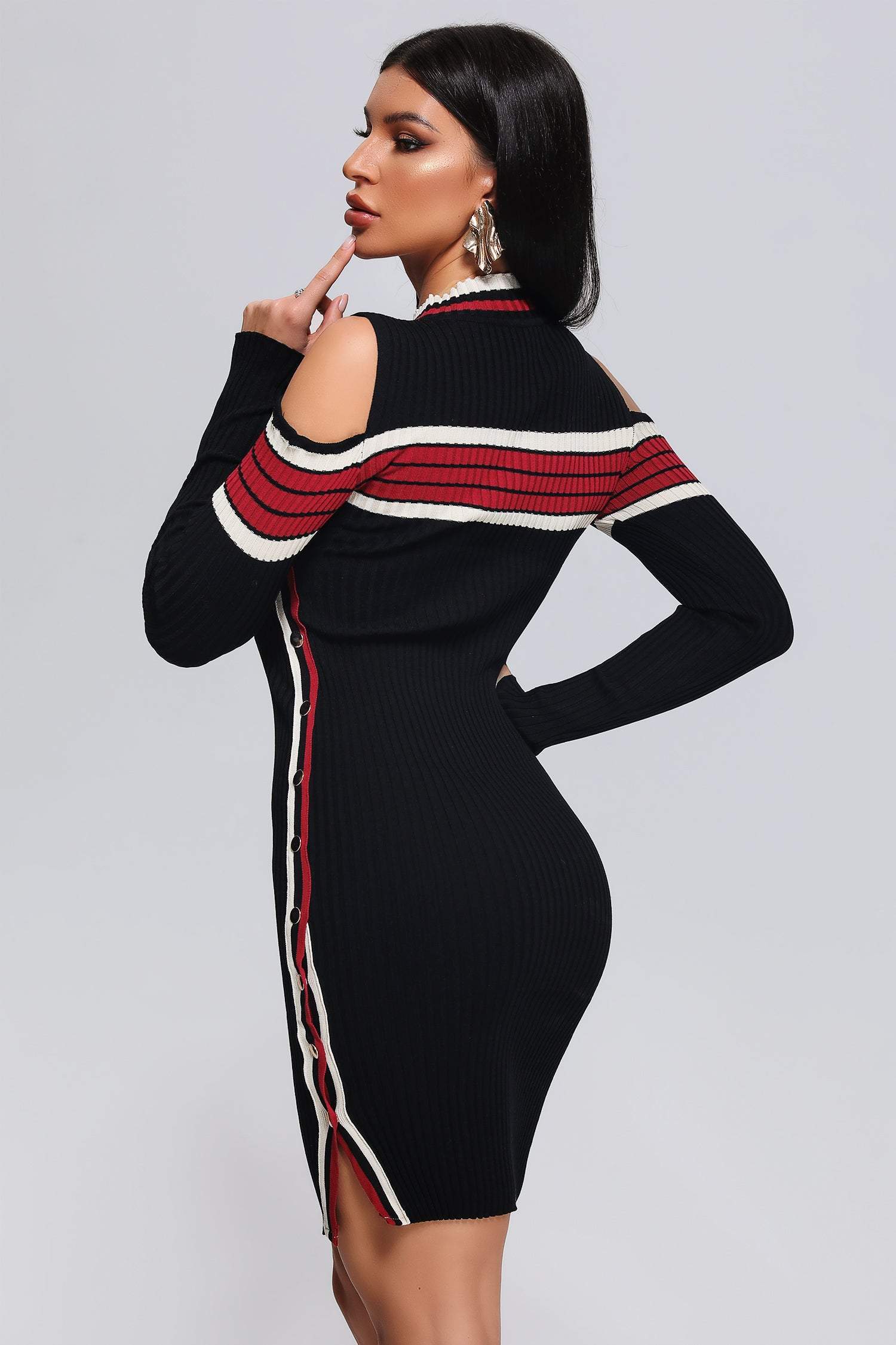 Black Long Sleeve Mini Knit Dress | Mix Mix Style [Hot Seller]-Mix MIx Style