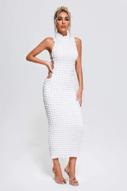 Elegant Lace Up Midi Dress-Mix MIx Style