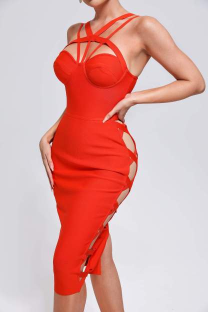 Cutout Mini Bandage Dress in Red-Mix MIx Style