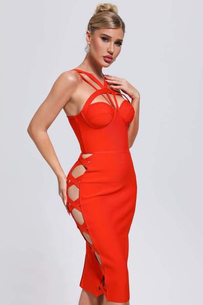 Cutout Mini Bandage Dress in Red-Mix MIx Style