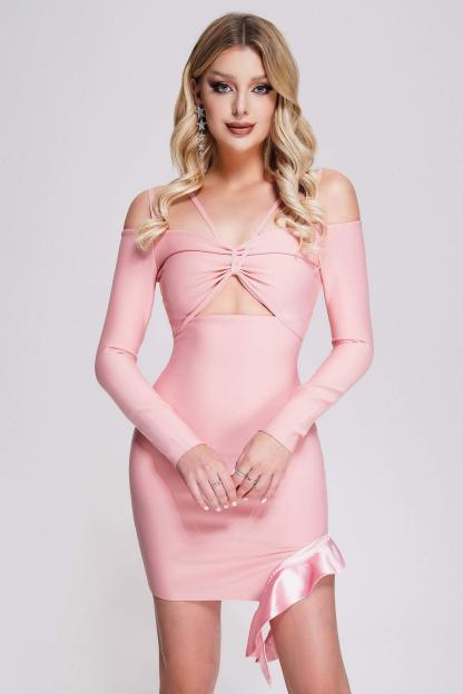 Pink Mini Bandage Dress | Mix Mix Style [Hot Seller]-Mix MIx Style