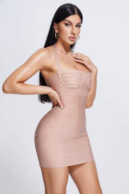 Nude Mini Bandage Dress | Mix Mix Style [Hot Seller]-Mix MIx Style