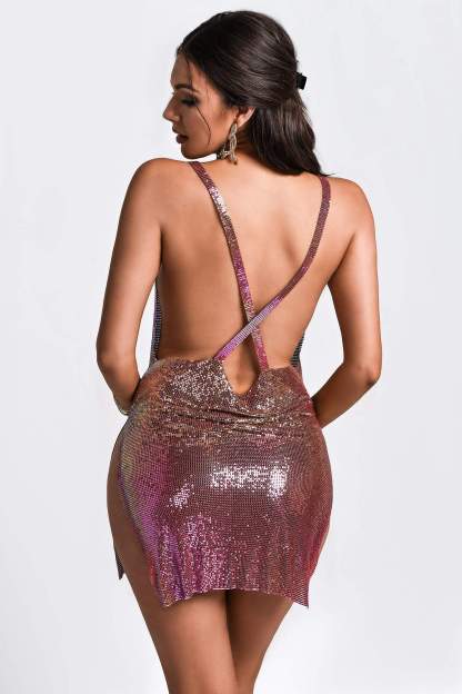 Golden Mesh Metallic Mini Dress | Mix Mix Style [Hot Seller]-Mix MIx Style