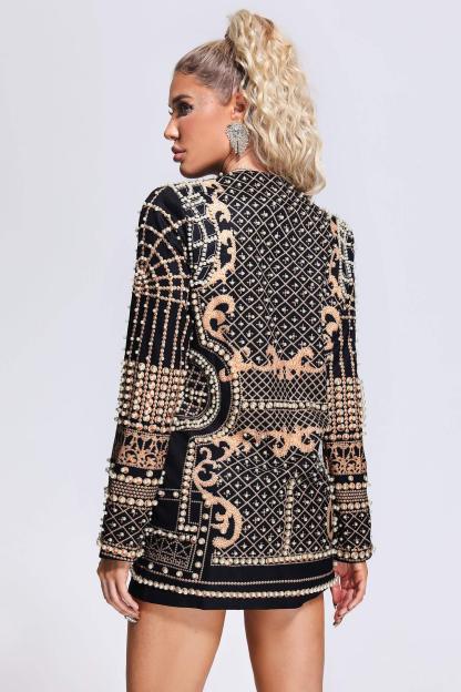 Black & Golden Pearl Black Blazer Mini Dress | Mix Mix Style [Hot Seller]-Mix MIx Style