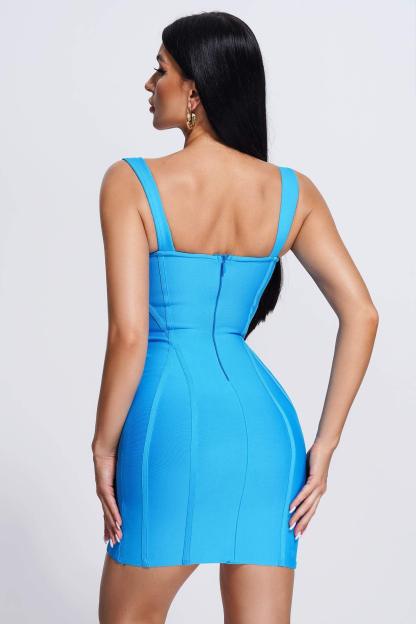 Danaz Lace Up Mini Bandage Dress in Blue-Mix MIx Style