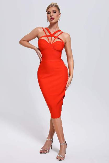 Cutout Mini Bandage Dress in Red-Mix MIx Style