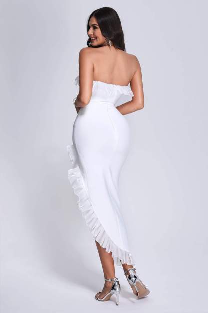 Strapless Midi Bandage Dress in White | Mix Mix Style [Hot Seller]-Mix MIx Style