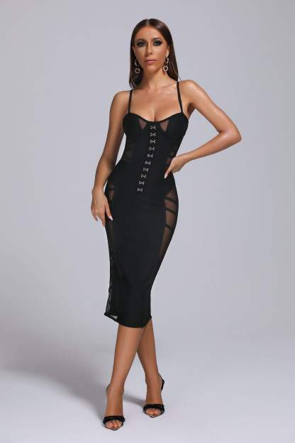 Black Mesh Mini Bandage Dress | Mix Mix Style [Hot Seller]-Mix MIx Style