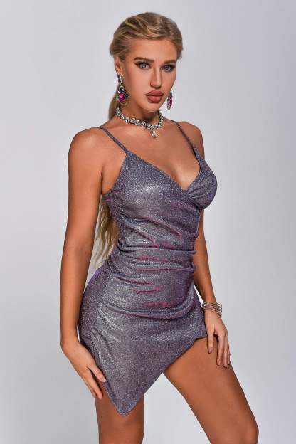 Purple Sparkle Mini Dress | Mix Mix Style [Hot Seller]-Mix MIx Style